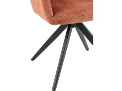 Silla LOUNA con reposabrazos – Tejido suave y patas de acero negro-Color Naranja