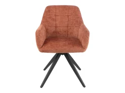Silla LOUNA con reposabrazos – Tejido suave y patas de acero negro-Color Naranja