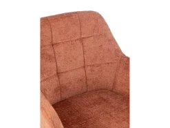 Silla LOUNA con reposabrazos – Tejido suave y patas de acero negro-Color Naranja