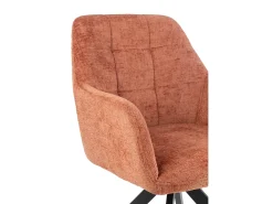 Silla LOUNA con reposabrazos – Tejido suave y patas de acero negro-Color Naranja