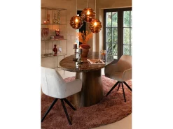 Silla LOUNA con reposabrazos – Tejido suave y patas de acero negro-Color Naranja