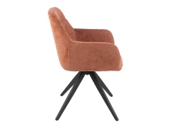 Silla LOUNA con reposabrazos – Tejido suave y patas de acero negro-Color Naranja