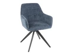 Silla LOUNA con reposabrazos – Tejido suave y patas de acero negro-Color Azul