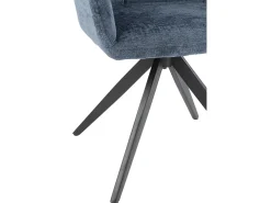 Silla LOUNA con reposabrazos – Tejido suave y patas de acero negro-Color Azul