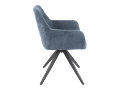 Silla LOUNA con reposabrazos – Tejido suave y patas de acero negro-Color Azul