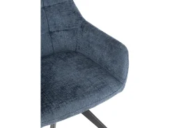 Silla LOUNA con reposabrazos – Tejido suave y patas de acero negro-Color Azul