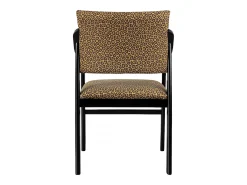 Silla madera negra y tejido estampado leopardo dorado ETIENNE