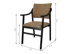 Silla madera negra y tejido estampado leopardo dorado ETIENNE
