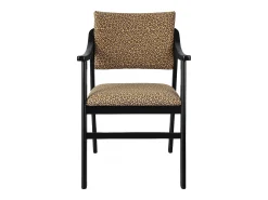 Silla madera negra y tejido estampado leopardo dorado ETIENNE