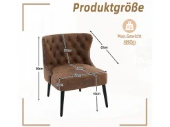 Silla marrón - Silla con acabado remachado y patas de madera maciza - microgamuza