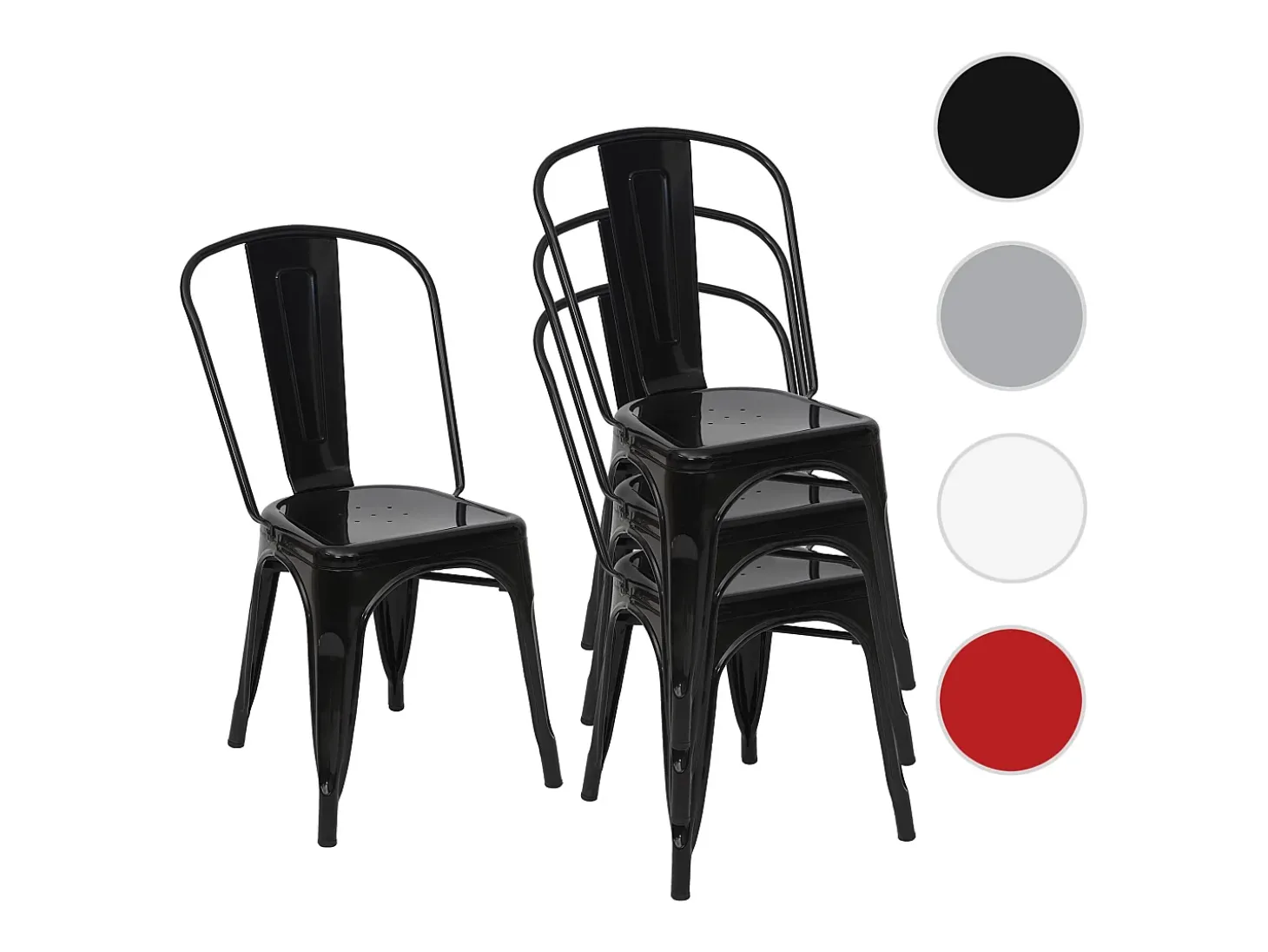 Silla MCW-A73 metal (juego de 4), negro
