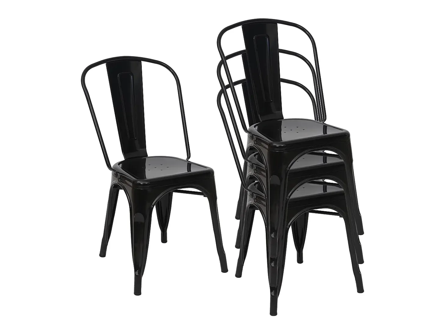 Silla MCW-A73 metal (juego de 4), negro