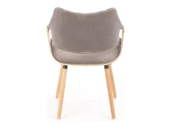 Silla MELO de diseño retro en roble claro y gris