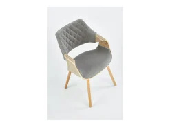 Silla MELO de diseño retro en roble claro y gris