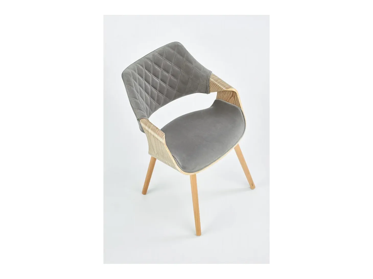 Silla MELO de diseño retro en roble claro y gris