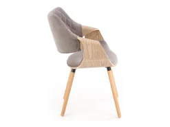 Silla MELO de diseño retro en roble claro y gris