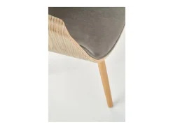 Silla MELO de diseño retro en roble claro y gris