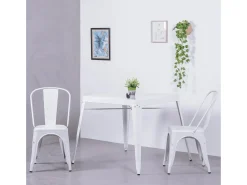 Silla metálica en acero de estilo industrial - Bistro - Blanco