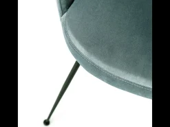 Silla moderna acolchada "Alyssa" con efecto terciopelo aguamarina, 49,5x48,5 cm, 80 cm de alto