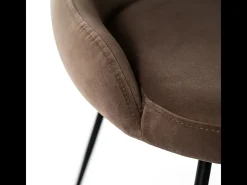 Silla moderna acolchada "Alyssa" efecto terciopelo marrón cm 49,5x48,5 80h