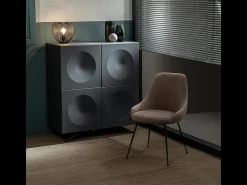 Silla moderna acolchada "Alyssa" efecto terciopelo marrón cm 49,5x48,5 80h