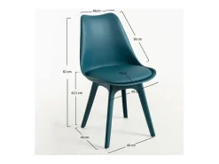 Silla moderna Arko de polipropileno y cojín de asiento de piel sintética azul pato