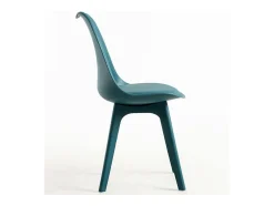 Silla moderna Arko de polipropileno y cojín de asiento de piel sintética azul pato