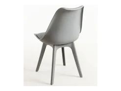 Silla moderna Arko de polipropileno y cojín de asiento de piel sintética gris claro