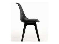 Silla moderna Arko de polipropileno y cojín de asiento de piel sintética negra