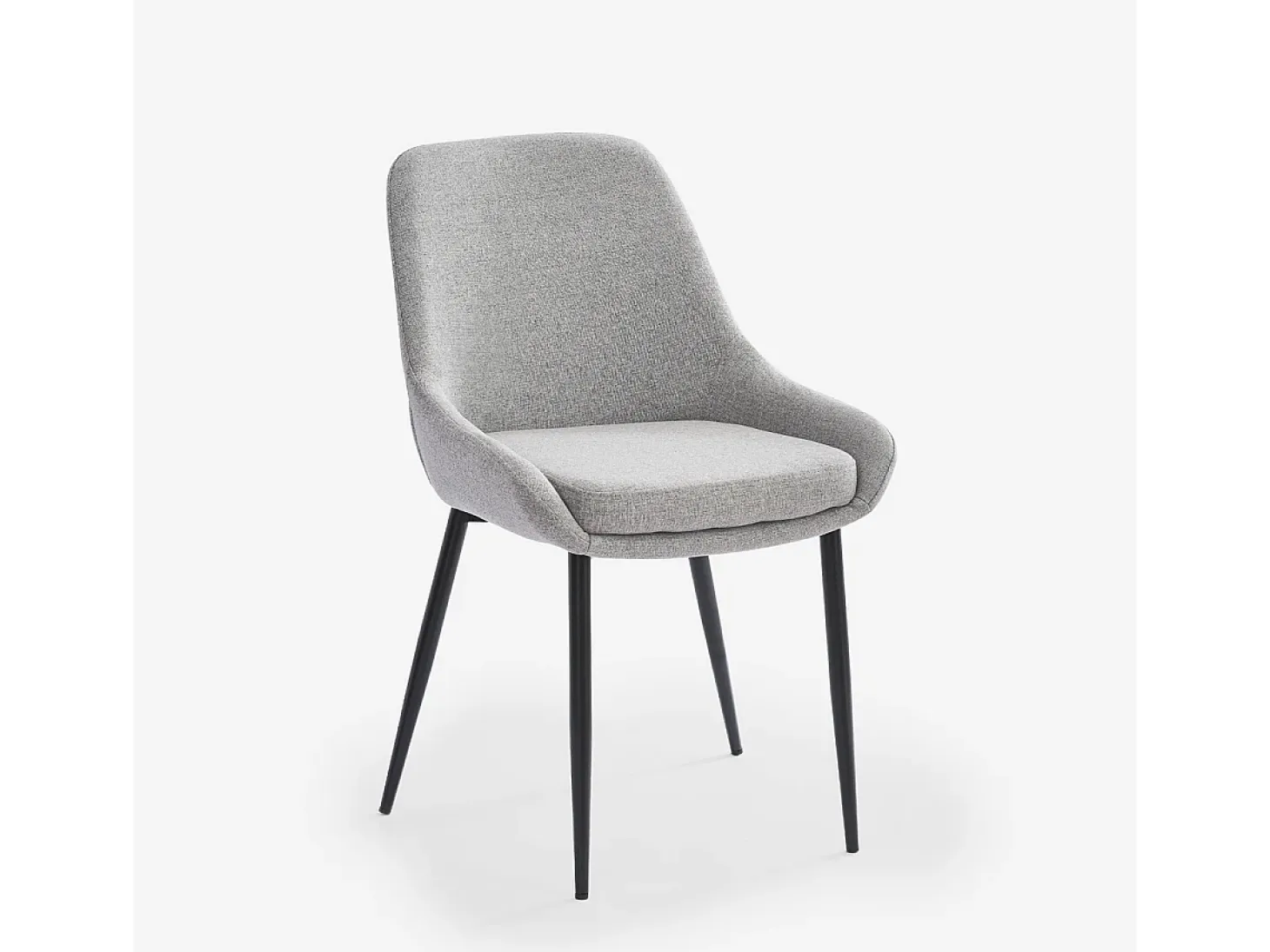 Silla moderna de cocina de tela con patas de metal color negro Piros - Gris