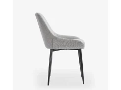 Silla moderna de cocina de tela con patas de metal color negro Piros - Gris