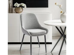 Silla moderna de cocina de tela con patas de metal color negro Piros - Gris