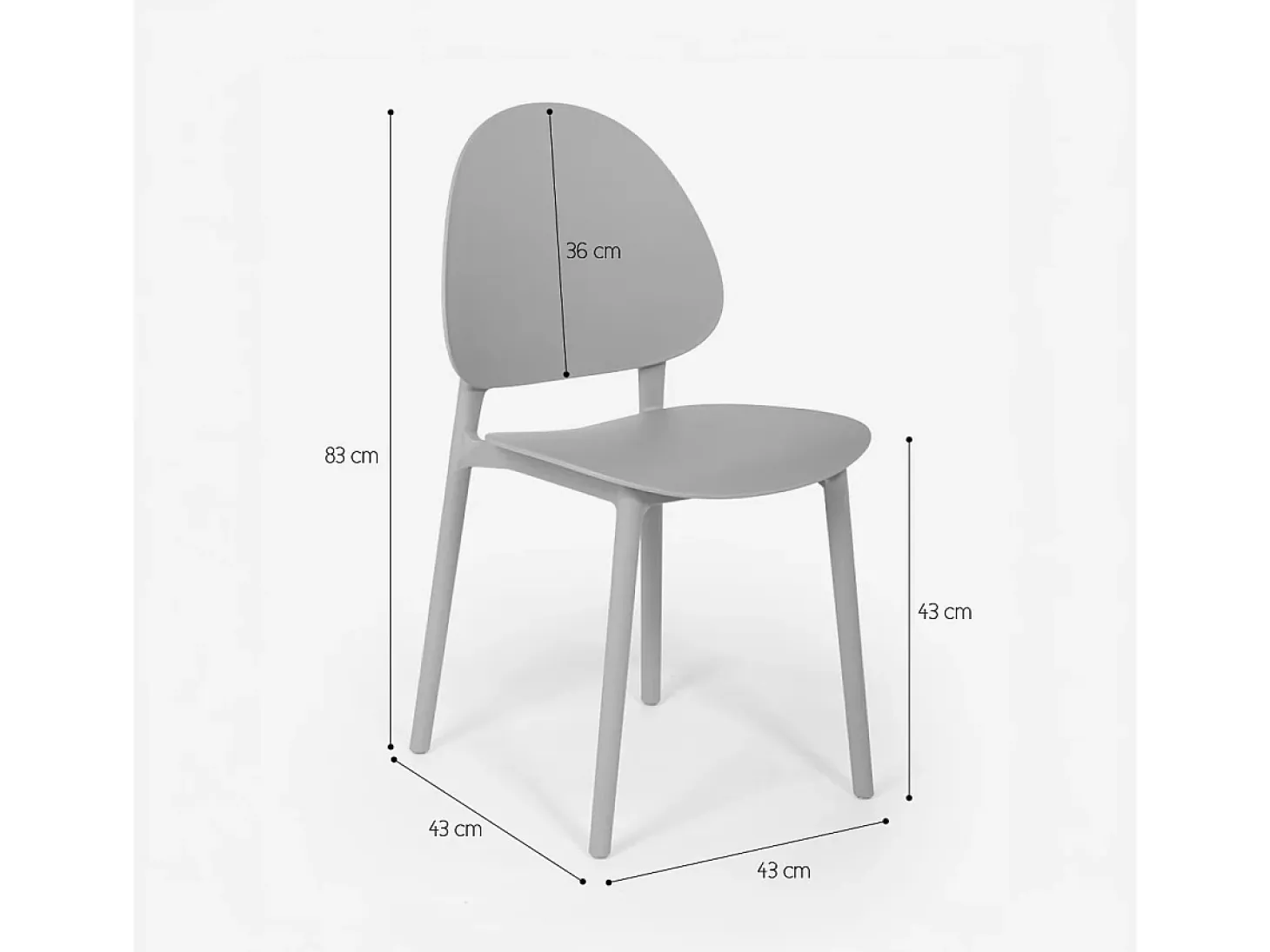 Silla moderna de polipropileno para cocina exterior comedor Gladys - Negro