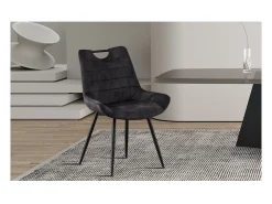 Silla 'NINO' de terciopelo gris, dimensiones H84 x L56 x P62.5, ideal para tu cocina o comedor.