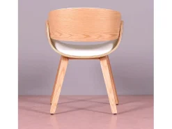 Silla nórdica de madera clara de arce con cojín de polipiel - Burrow S - Blanco