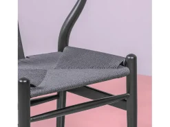 Silla nórdica en madera de haya natural y cuerda ecológica - Wish - Negro
