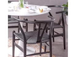 Silla nórdica en madera de haya natural y cuerda ecológica - Wish - Negro