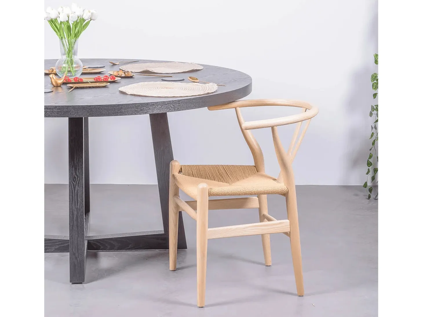 Silla nórdica en madera de fresno natural y cuerda ecológica - Wish - Fresno Natural