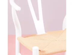 Silla nórdica en madera de haya de colores y cuerda ecológica - Wish - Blanco