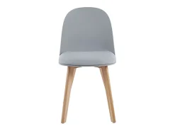 Silla nórdica natural y gris con cojín de asiento símil piel Dekan