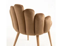Silla original Achille de terciopelo marrón con patas de metal natural - Lote de 2