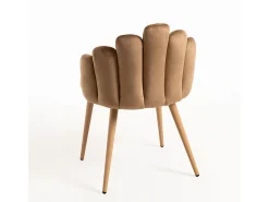 Silla original Achille de terciopelo marrón con patas de metal natural - Lote de 2