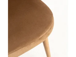 Silla original Achille de terciopelo marrón con patas de metal natural - Lote de 2