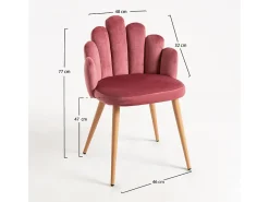 Silla original Achille de terciopelo rosa oscuro con patas de metal natural - Lote de 2