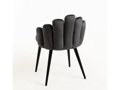Silla Original Achille de terciopelo gris oscuro con patas de metal negro - Lote de 2