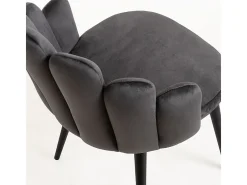 Silla Original Achille de terciopelo gris oscuro con patas de metal negro - Lote de 2