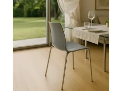 Silla para bar y cocina con soporte de acero apilable Lollipop Grand Soleil - Gris