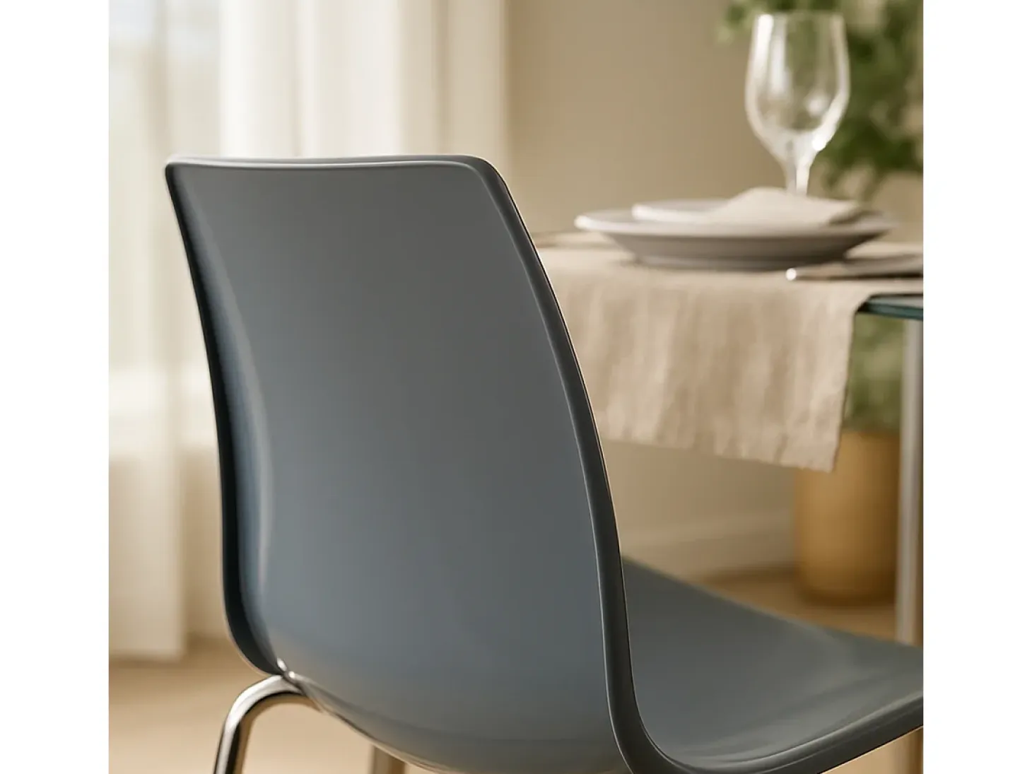Silla para bar y cocina con soporte de acero apilable Lollipop Grand Soleil - Gris