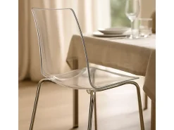 Silla para bar y cocina con soporte de acero apilable Lollipop Grand Soleil - Transparente
