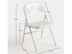 Silla plegable Taly de metal blanco brillante - Juego de 2